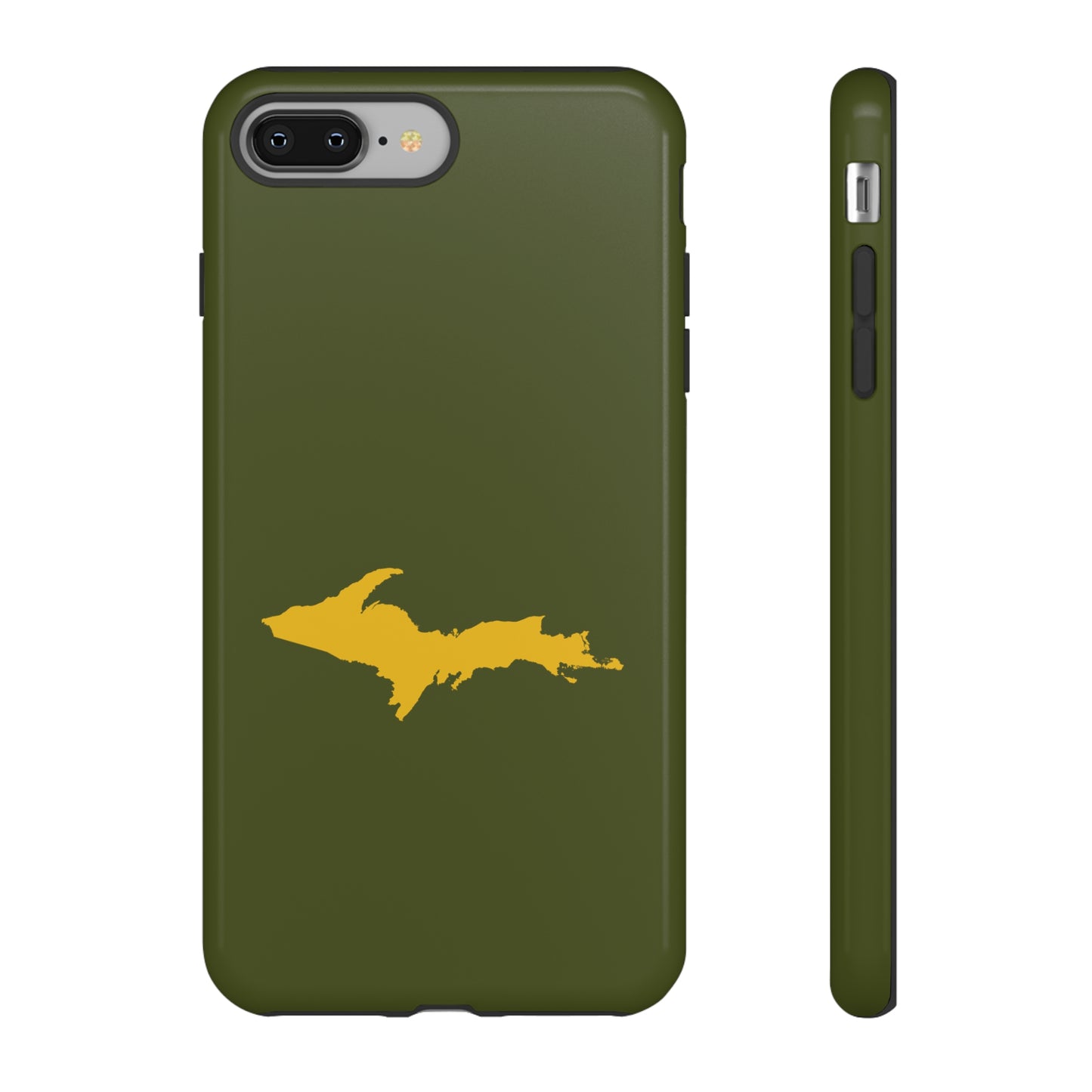 Michigan Upper Peninsula Tough Phone Case (Army Green w/ Gold UP Outline) | Apple iPhone