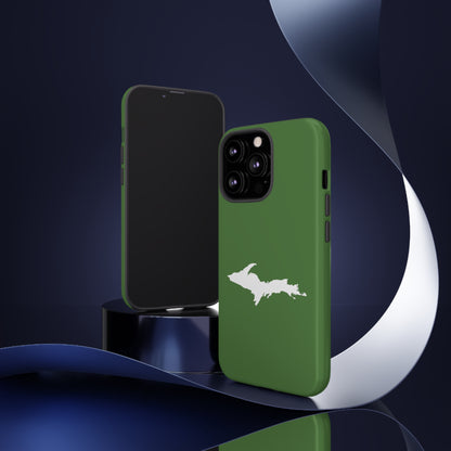 Michigan Upper Peninsula Tough Phone Case (Pine Green w/ UP Outline) | Apple iPhone