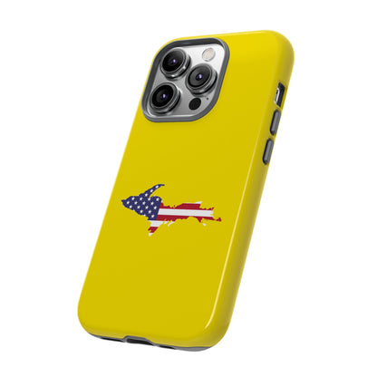 Michigan Upper Peninsula Tough Phone Case (Gadsden Yellow w/ UP USA Outline) | Apple iPhone