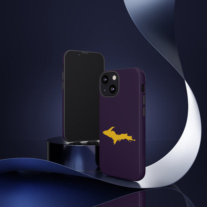 Michigan Upper Peninsula Tough Phone Case (Blackcurrant w/ Gold UP Outline) | Apple iPhone