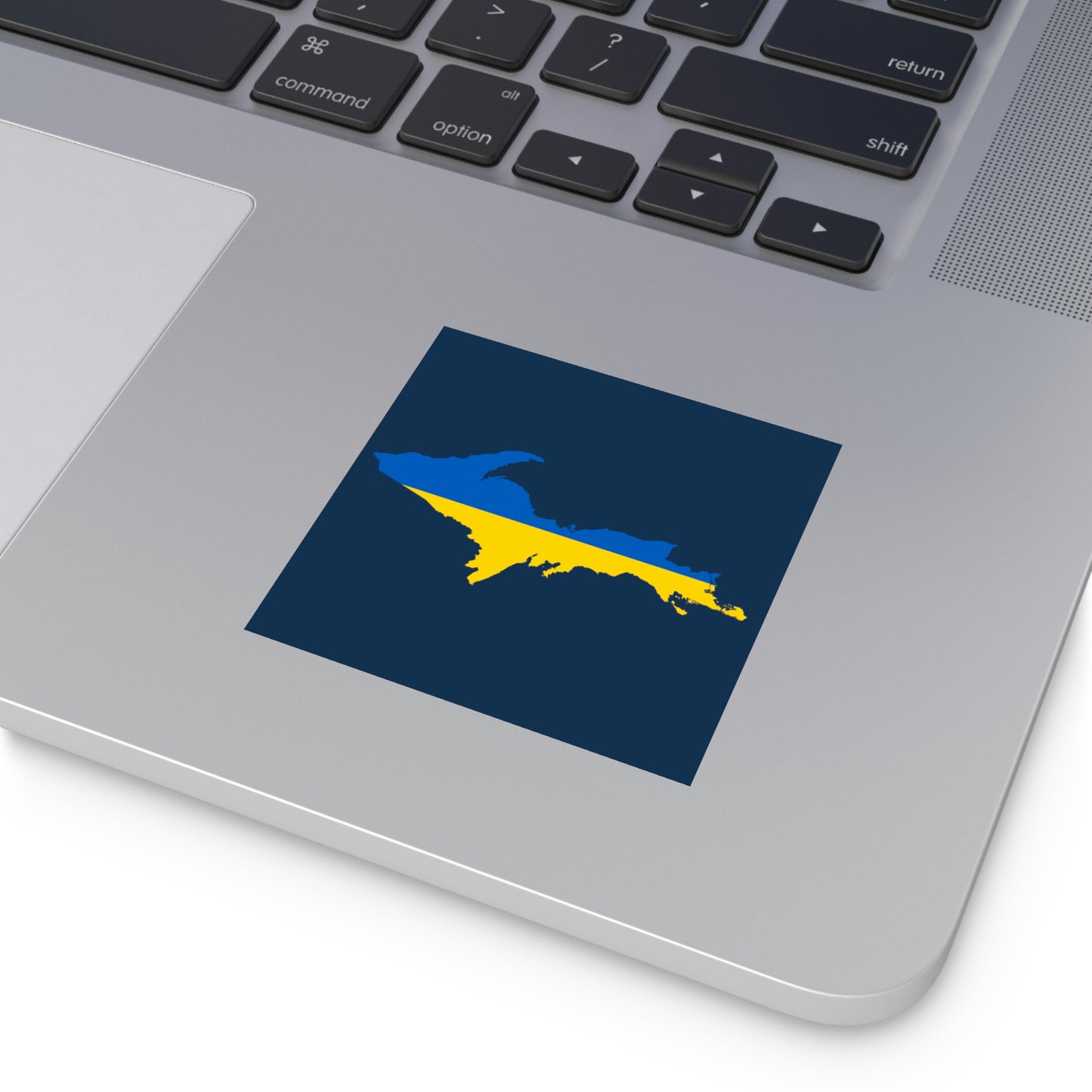 Michigan Upper Peninsula Square Sticker (Navy w/ UP Ukraine Flag Outline) | Indoor/Outdoor