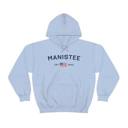 'Manistee EST 1840' Hoodie (w/USA Flag Outline) | Unisex Standard