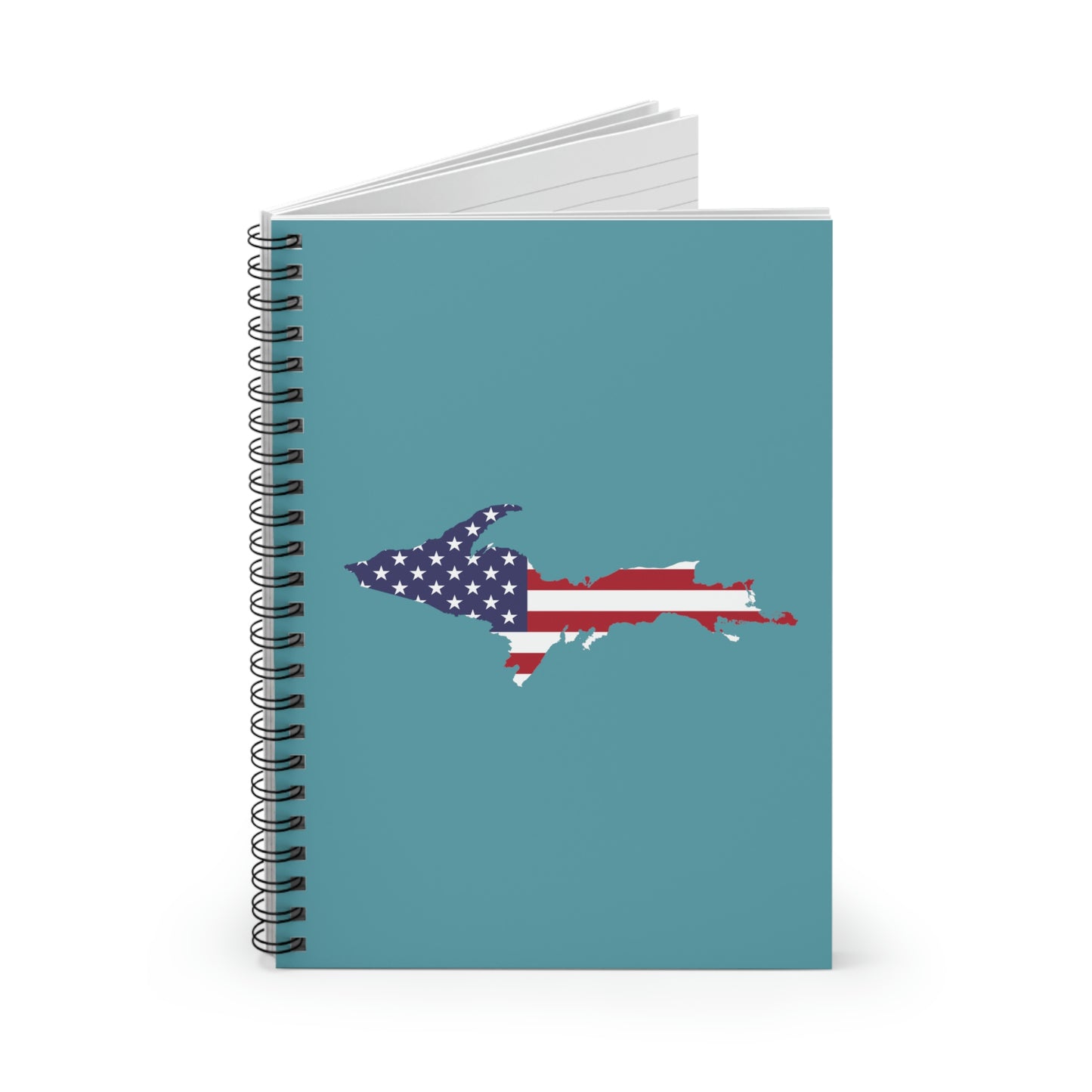 Michigan Upper Peninsula Spiral Notebook (w/ UP USA Flag Outline) | Lake Huron Blue