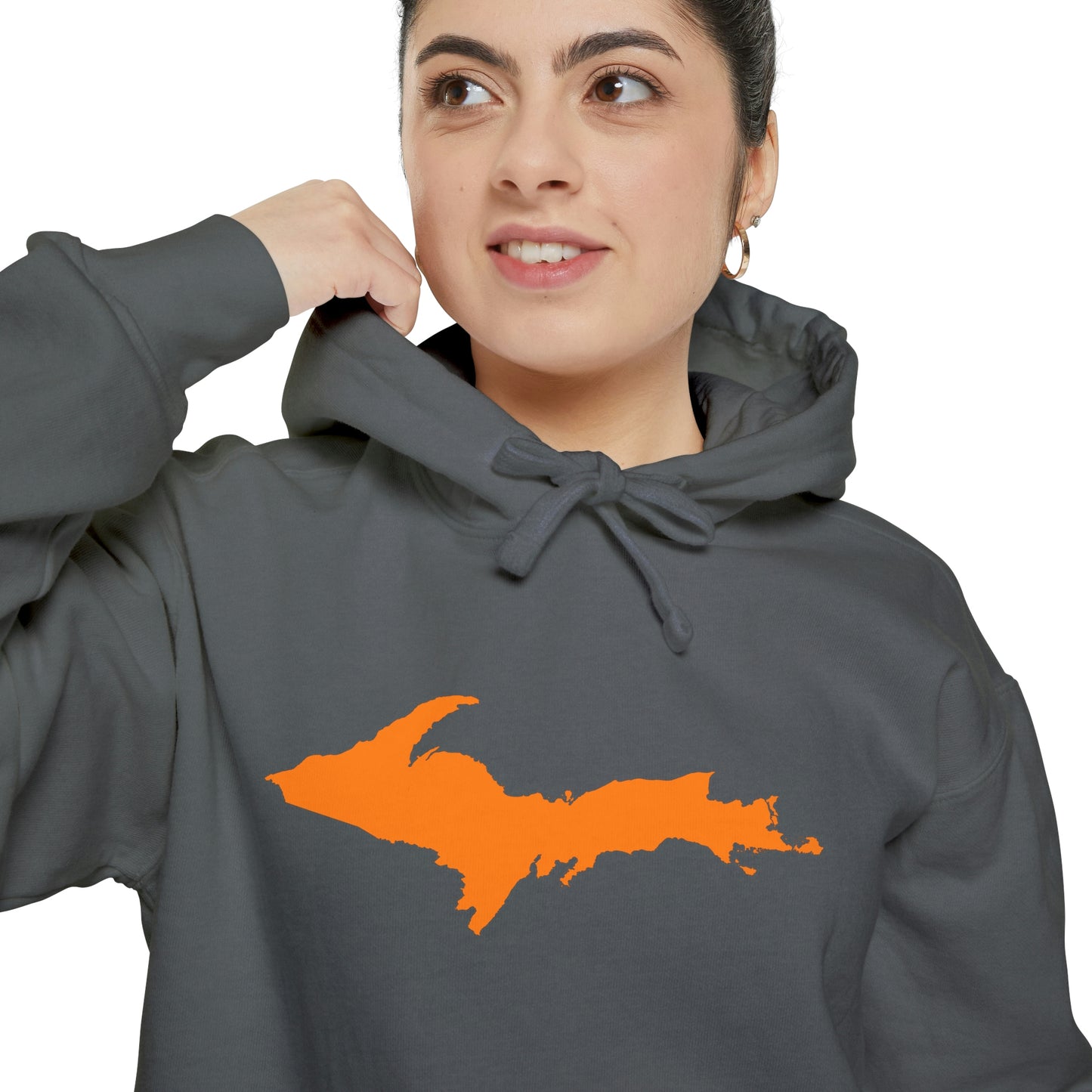 Michigan Upper Peninsula Hoodie (w/ Orange UP Outline) | Unisex Garment-Dyed