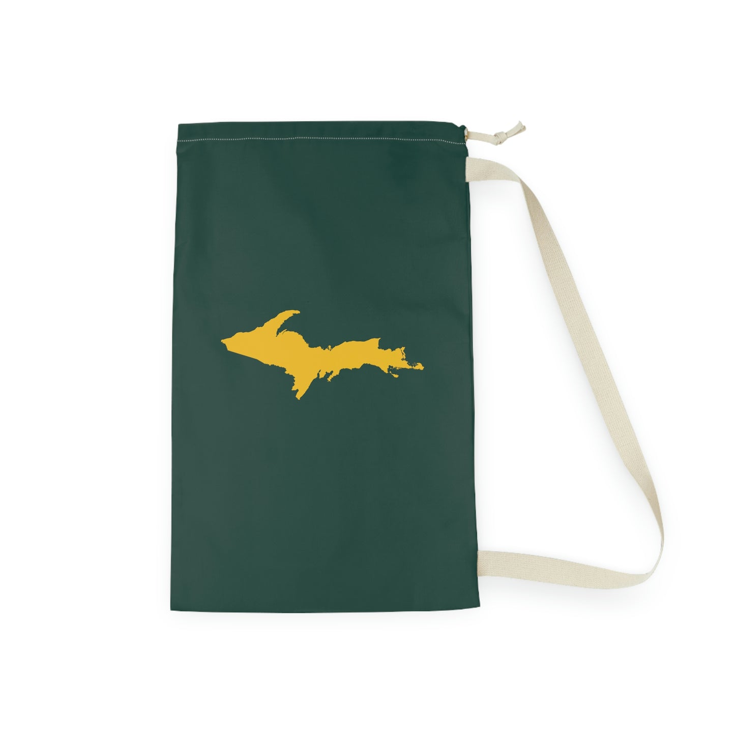 Michigan Upper Peninsula Laundry Bag (Green w/ Gold UP Outline)