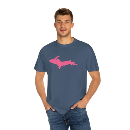 Michigan Upper Peninsula T-Shirt (w/ Pink UP Outline) | Unisex Garment-Dyed