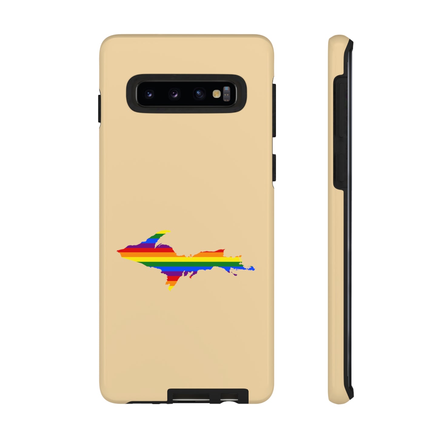 Michigan Upper Peninsula Tough Phone Case (Maple Color w/ UP Pride Flag Outline) | Samsung & Pixel Android