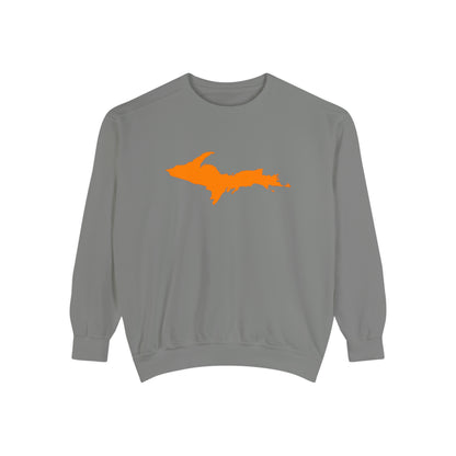 Michigan Upper Peninsula Sweatshirt (w/ Orange UP Outline) | Unisex Garment Dyed