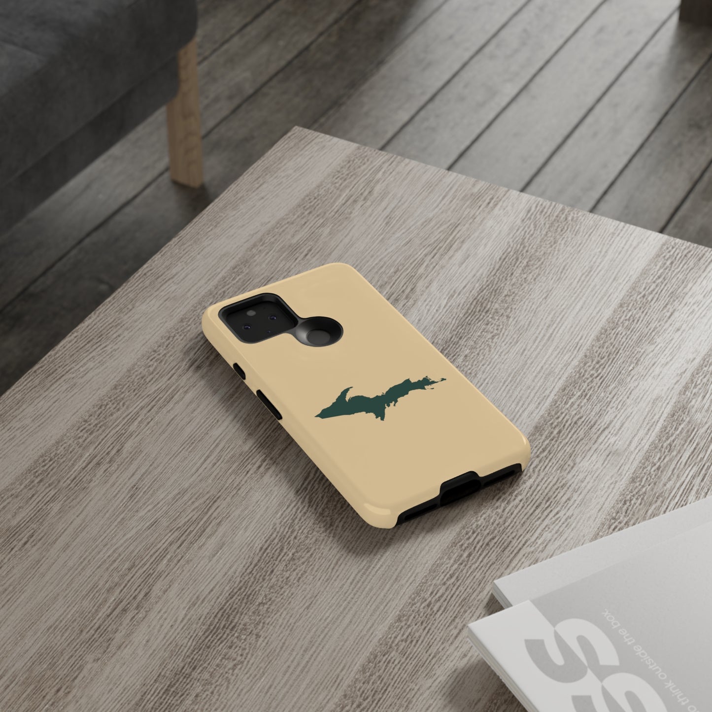 Michigan Upper Peninsula Tough Phone Case (Maple Color w/ Green UP Outline) | Samsung & Pixel Android