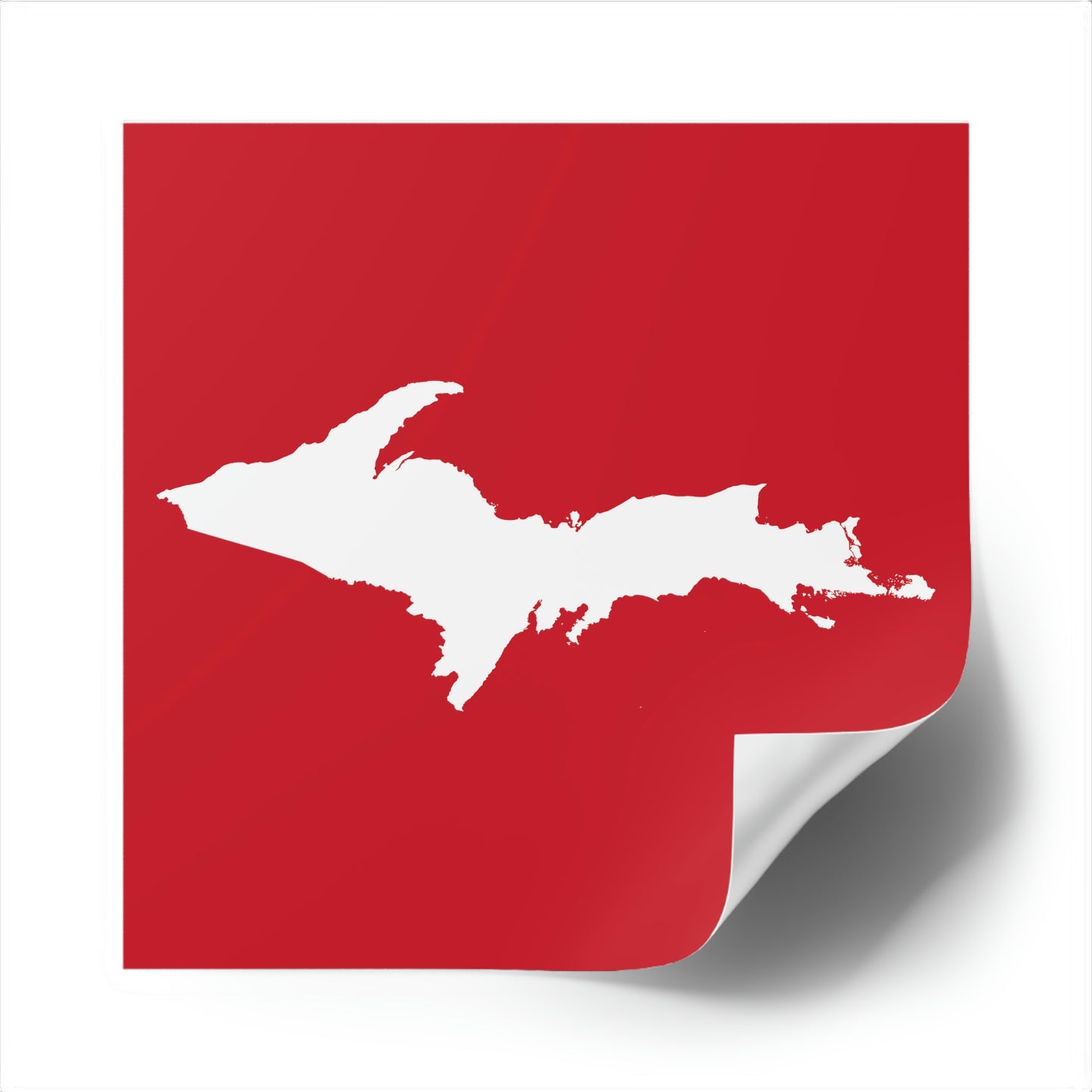 Michigan Upper Peninsula Square Sticker (Red w/ UP Outline) | Indoor/Outdoor