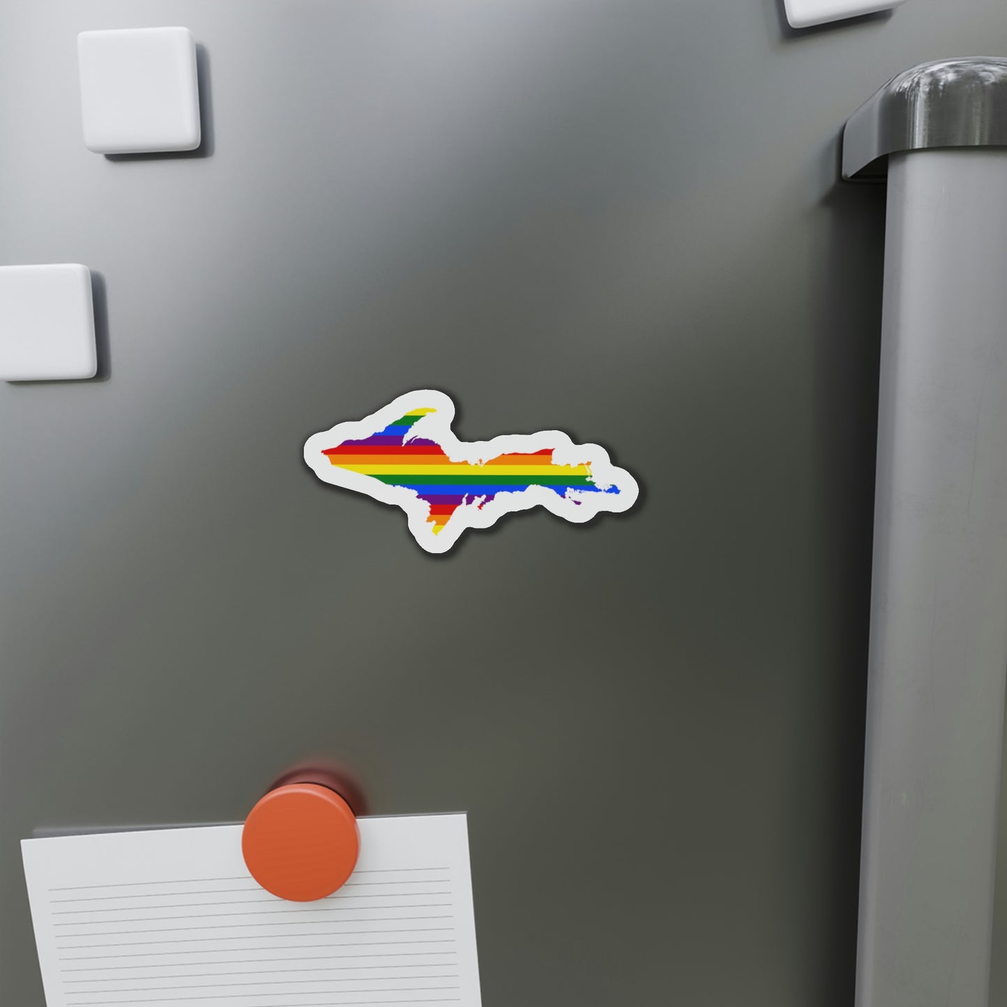 Michigan Upper Peninsula Kiss Cut Magnet (w/ UP Pride Flag Outline)