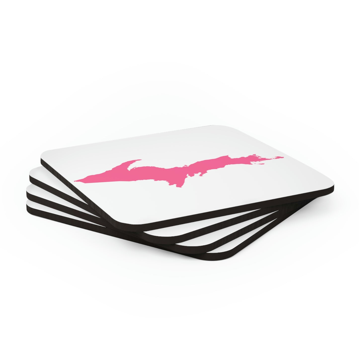 Michigan Upper Peninsula Coaster Set (w/ Pink UP Outline) | Corkwood - 4 pack