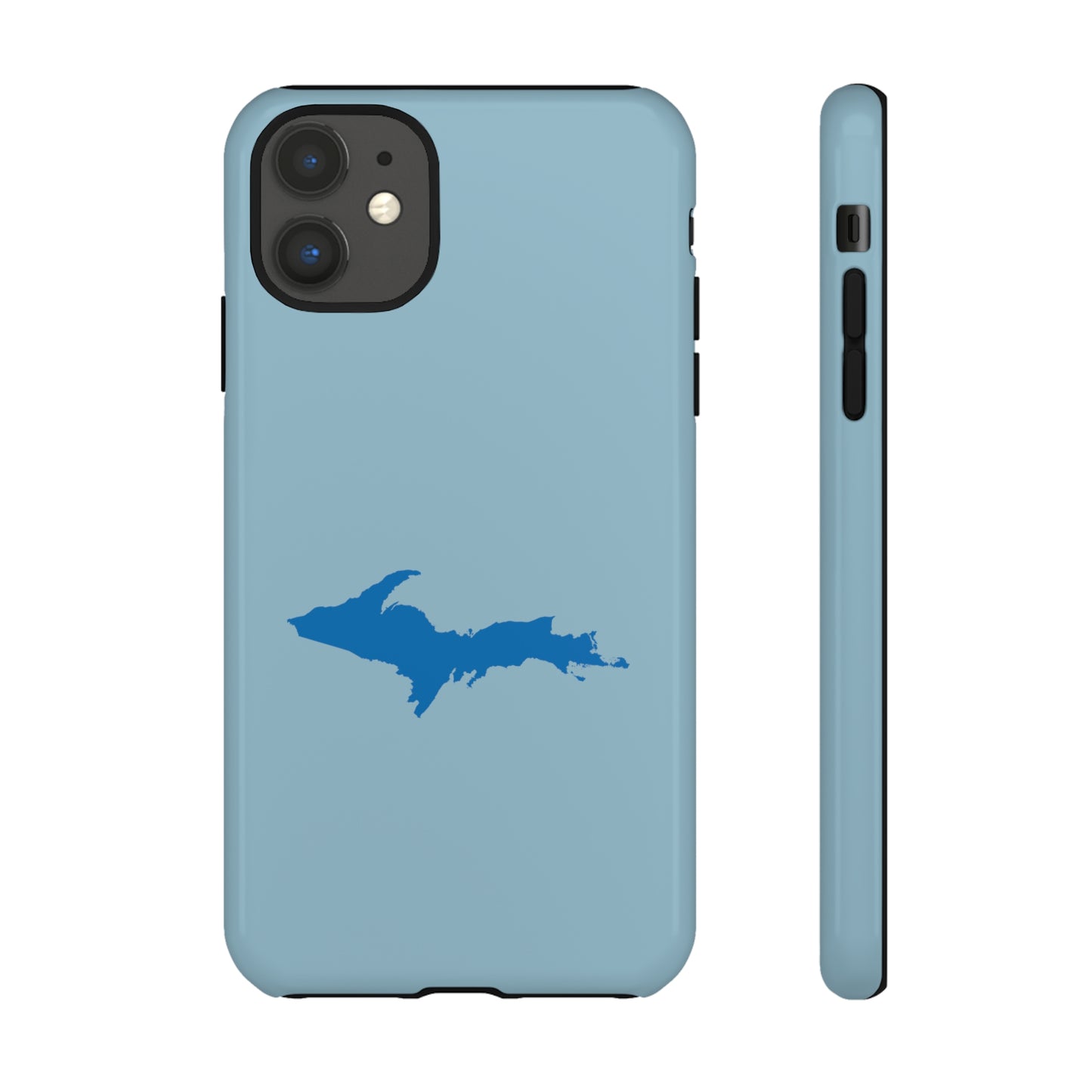 Michigan Upper Peninsula Tough Phone Case (Opal Blue w/ Azure UP Outline) | Apple iPhone