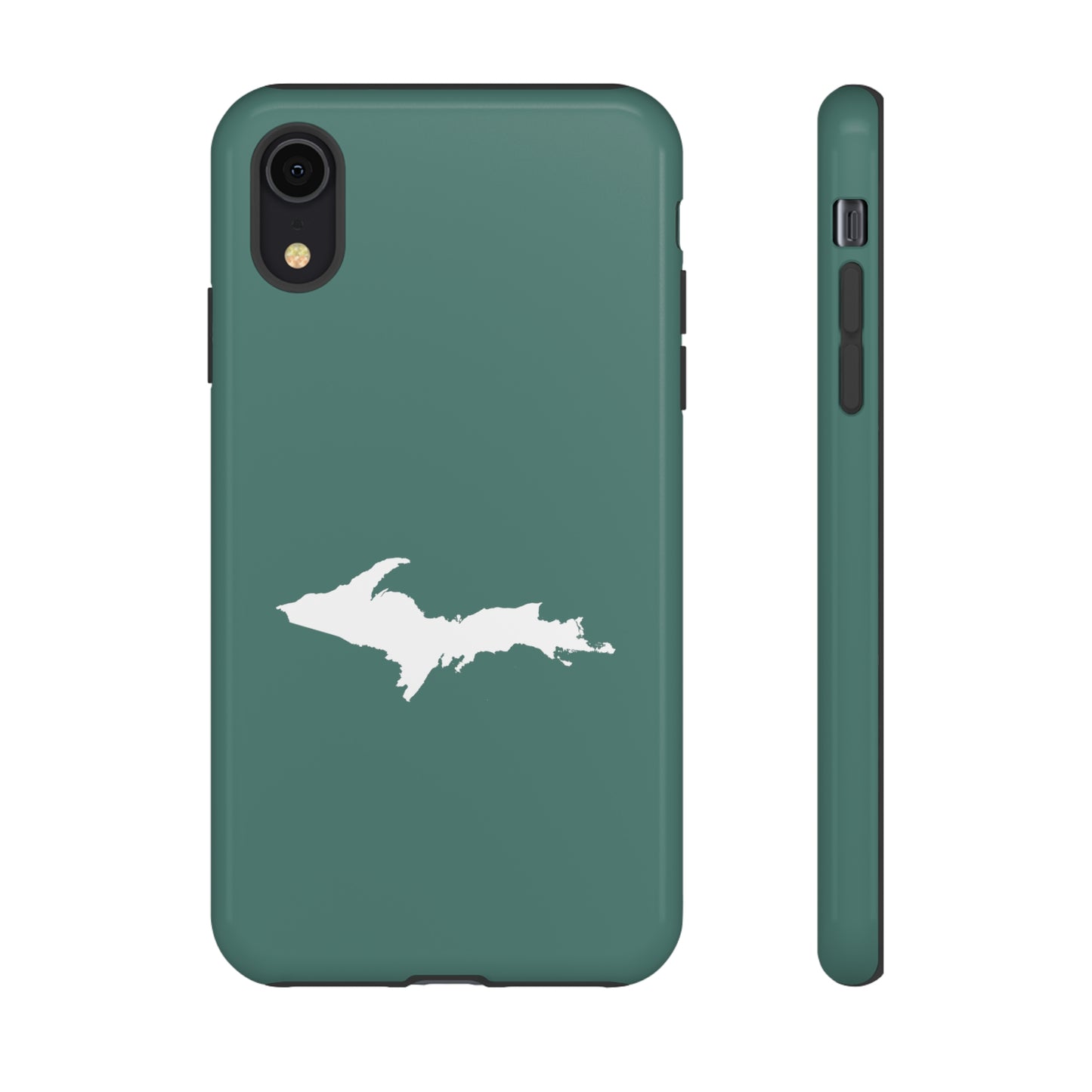 Michigan Upper Peninsula Tough Phone Case (Copper Green w/ UP Outline) | Apple iPhone