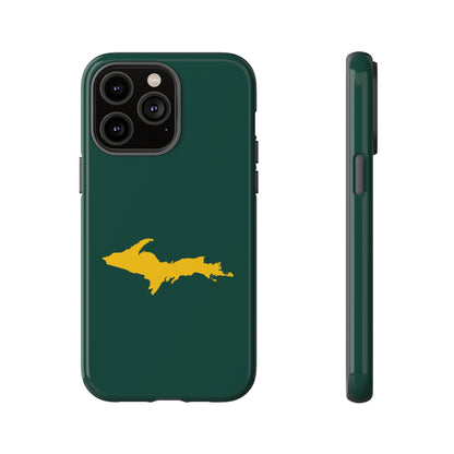 Michigan Upper Peninsula Tough Phone Case (Green w/ Gold UP Outline) | Apple iPhone