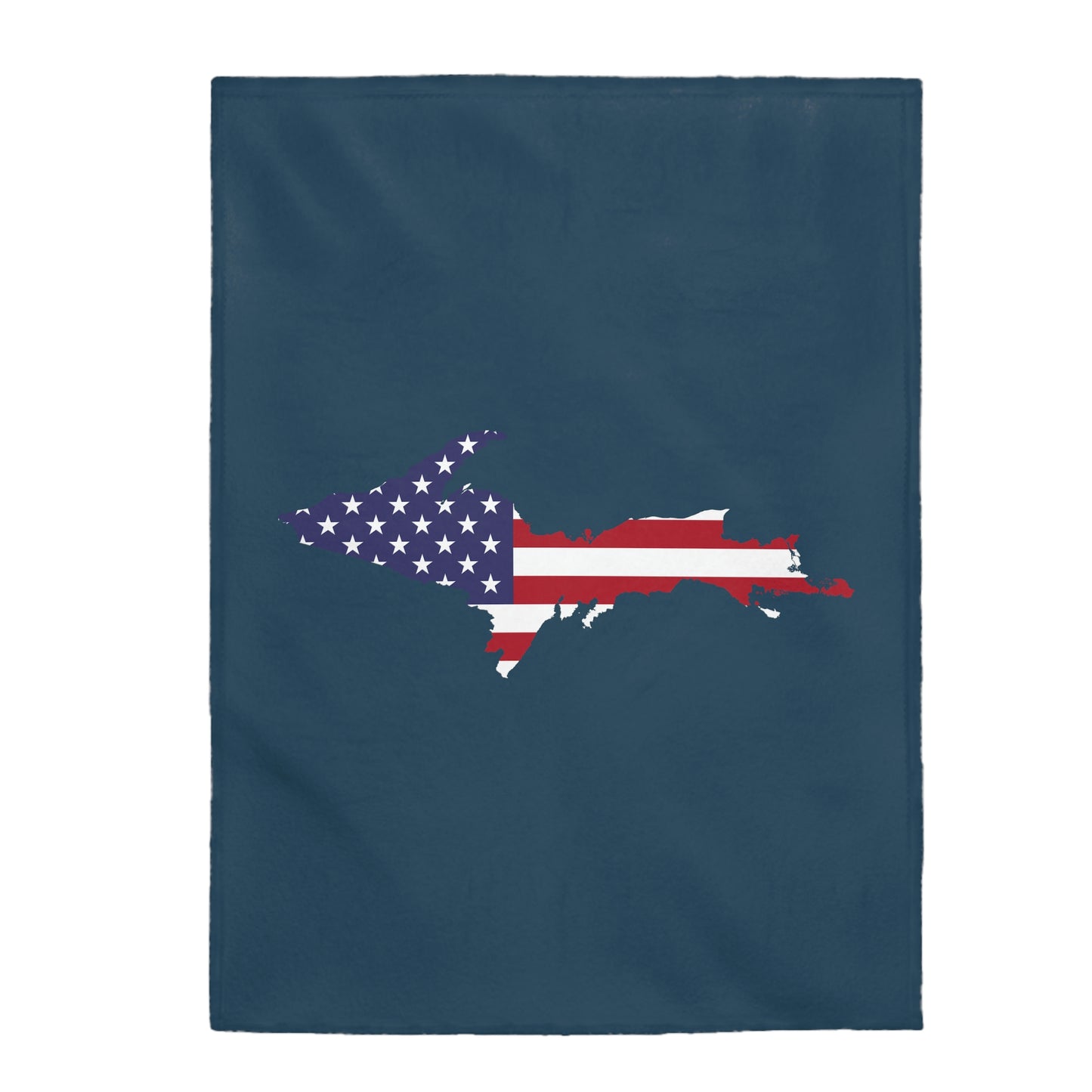 Michigan Upper Peninsula Plush Blanket (w/ UP USA Flag Outline) | '37 Caddie Blue