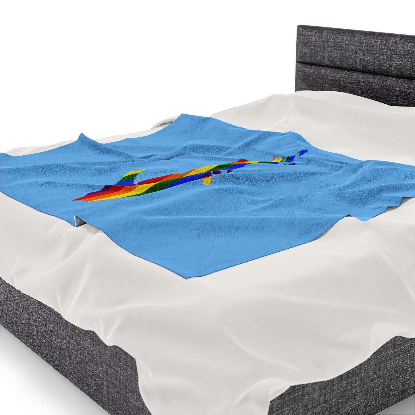 Michigan Upper Peninsula Plush Blanket (w/ UP Pride Flag Outline) | DTW Blue