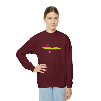 Michigan Upper Peninsula Youth Sweatshirt (w/ UP Pride Flag Outline)