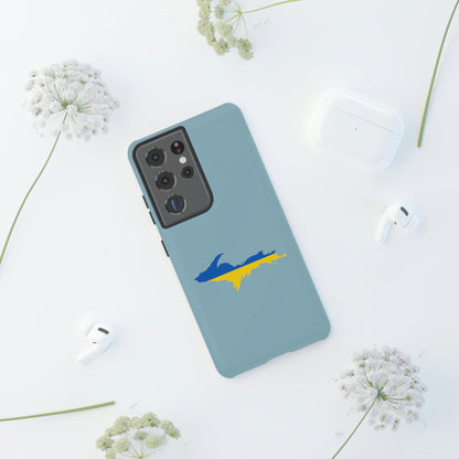 Michigan Upper Peninsula Tough Phone Case (Opal Blue w/ UP Ukraine Flag Outline) | Samsung & Pixel Android