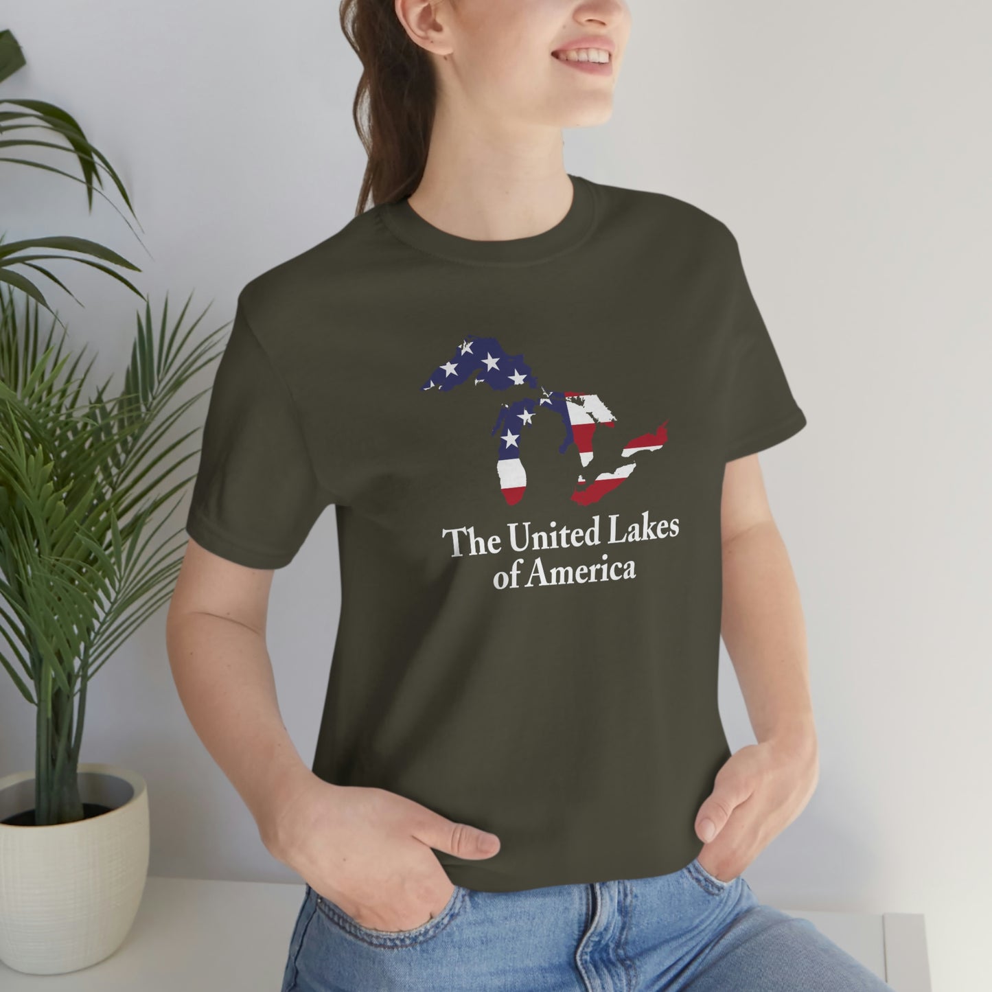 'The United Lakes of America' T-Shirt (w/ Great Lakes USA Flag Outline) | Unisex Standard Fit