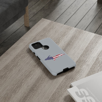 Michigan Upper Peninsula Tough Phone Case (Silver w/ UP USA Flag Outline) | Samsung & Pixel Android