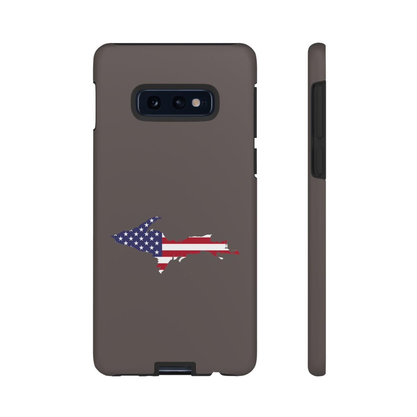 Michigan Upper Peninsula Tough Phone Case (Warren Tank Grey w/ UP USA Flag Outline) | Samsung & Pixel Android