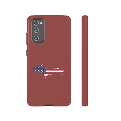 Michigan Upper Peninsula Tough Phone Case (Ore Dock Red w/ UP USA Flag Outline) | Samsung & Pixel Android