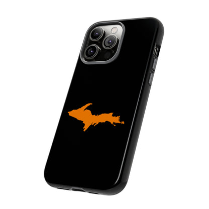 Michigan Upper Peninsula Tough Phone Case (Black w/ Orange UP Outline) | Apple iPhone