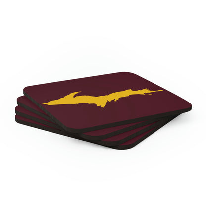 Michigan Upper Peninsula Coaster Set (Pinot Red w/ Gold UP Outline) | Corkwood - 4 pack