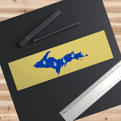 Michigan Upper Peninsula Bumper Stickers (w/ UP Quebec Flag Outline) | Plum Yellow Background