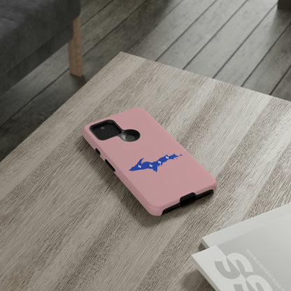 Michigan Upper Peninsula Tough Phone Case (Cherry Blossom Pink w/ UP Quebec Flag Outline) | Samsung & Pixel Android