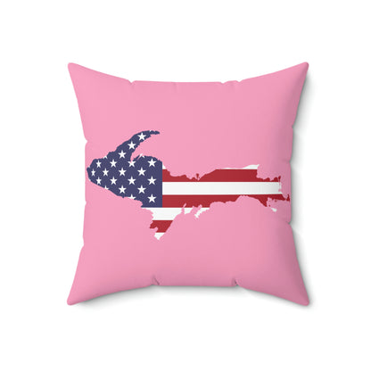 Michigan Upper Peninsula Accent Pillow (w/ UP USA Flag Outline) | '67 Caddie Pink