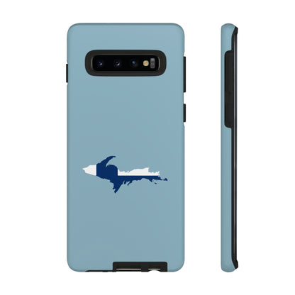 Michigan Upper Peninsula Tough Phone Case (Opal Blue w/ UP Finland Flag Outline) | Samsung & Pixel Android