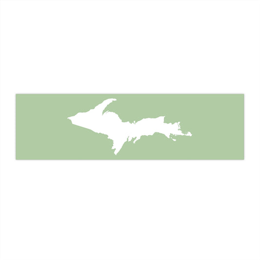 Michigan Upper Peninsula Bumper Sticker (w/ UP Outline) | Green Tea Color Background