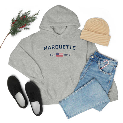 'Marquette EST 1849' Hoodie (w/USA Flag Outline) | Unisex Standard