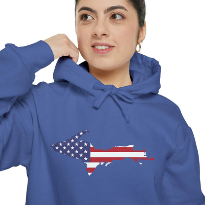 Michigan Upper Peninsula Hoodie (w/ UP USA Flag Outline) | Unisex Garment-Dyed