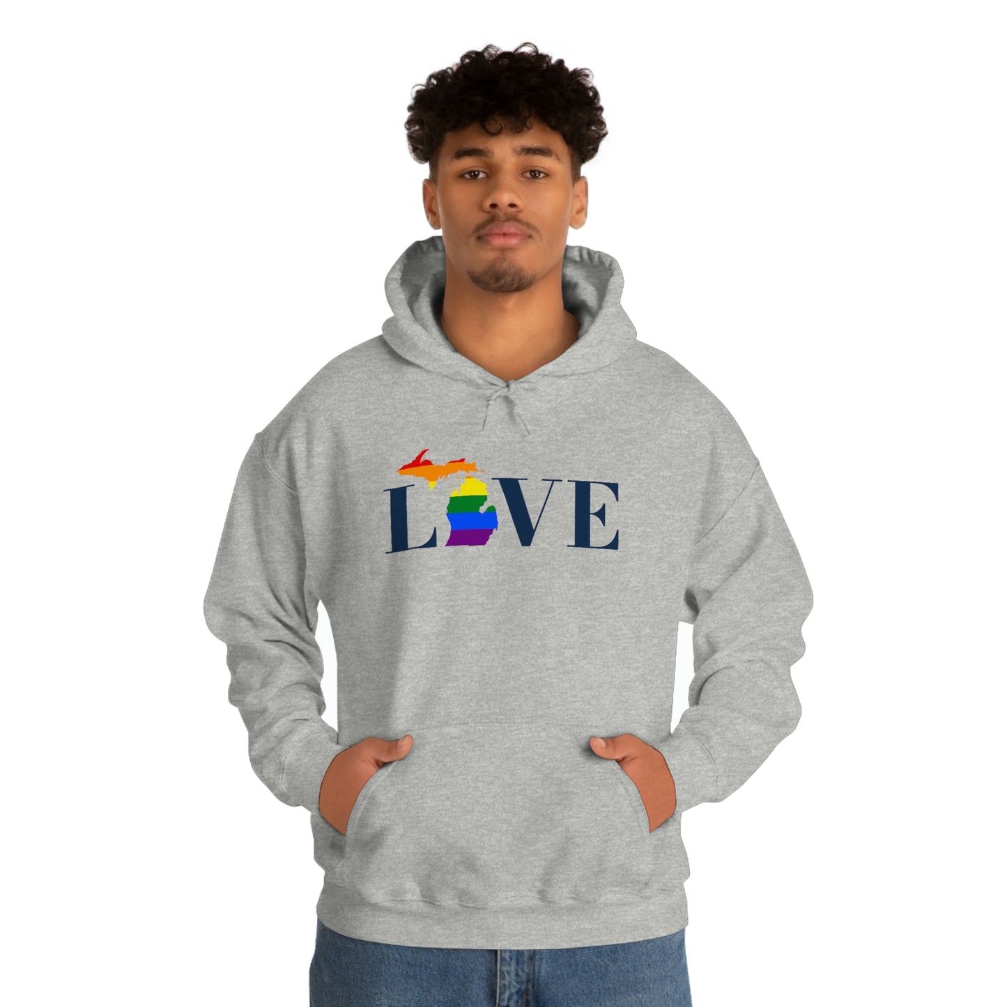Michigan 'Love' Hoodie (w/LGBTQ Pride Colors) | Unisex Standard
