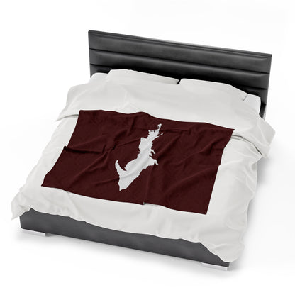 Michigan Upper Peninsula Plush Blanket (w/ UP Outline) | Cherrywood Color