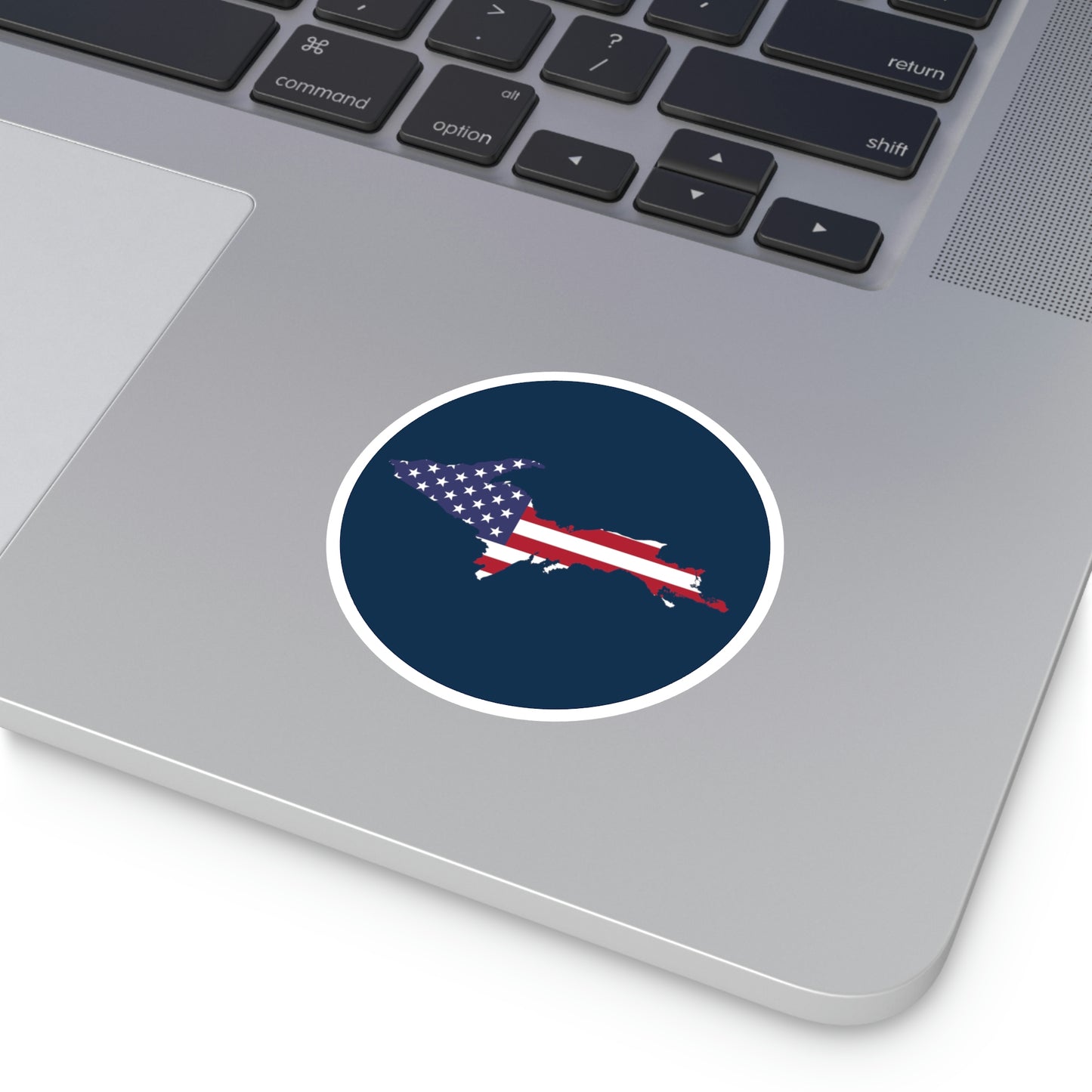 Michigan Upper Peninsula Round Stickers (Navy w/ UP USA Flag Outline) | Indoor\Outdoor