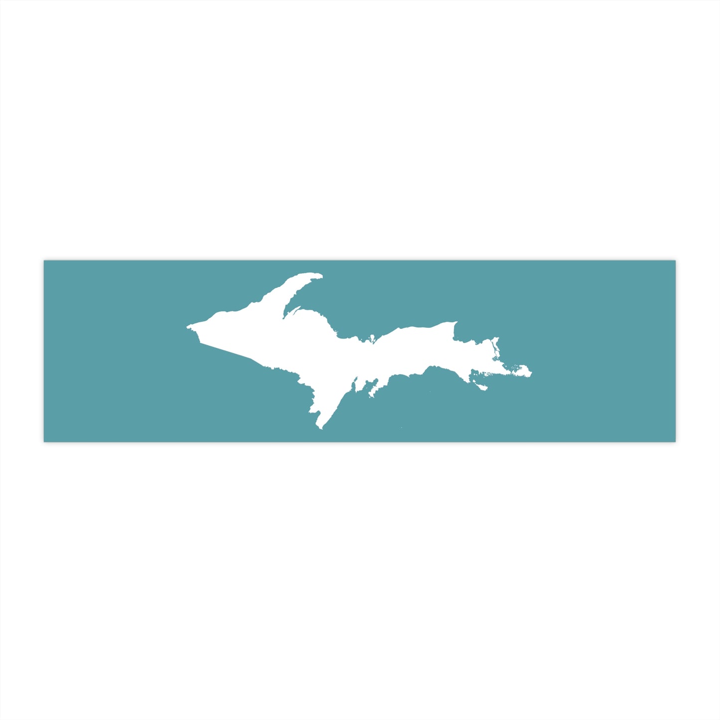 Michigan Upper Peninsula Bumper Sticker (w/ UP Outline) | Huron Blue Background