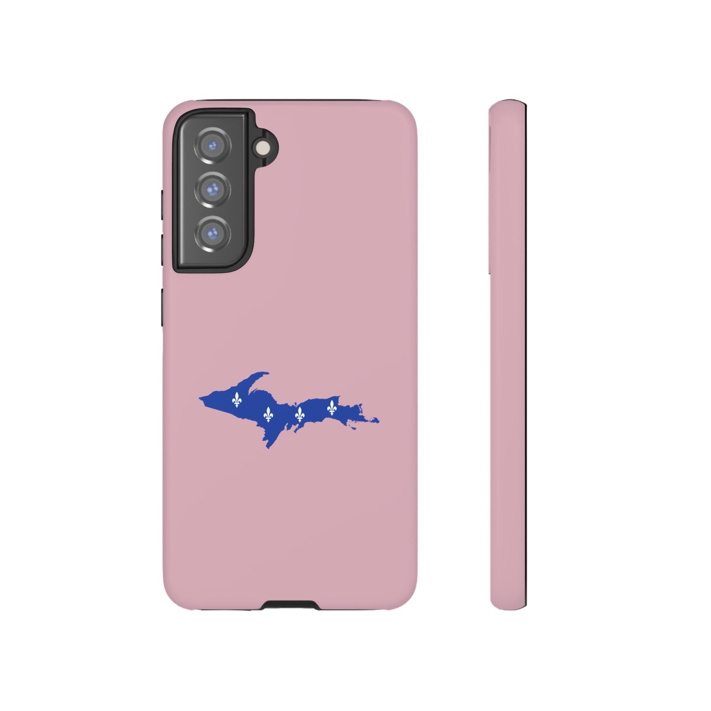 Michigan Upper Peninsula Tough Phone Case (Pink w/ UP Quebec Flag Outline) | Samsung & Pixel Android