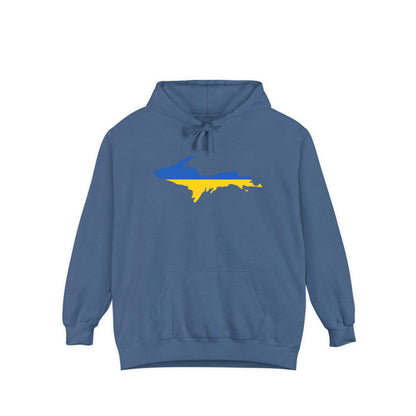 Michigan Upper Peninsula Hoodie (w/ UP Ukraine Flag Outline) | Unisex Garment-Dyed