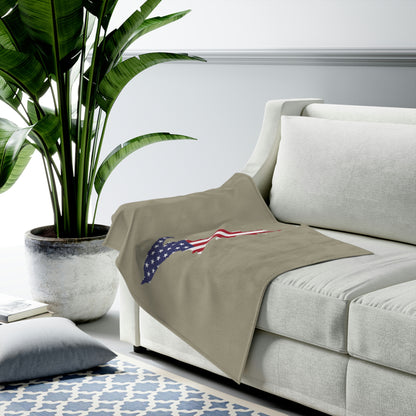 Michigan Upper Peninsula Plush Blanket (w/ UP USA Flag Outline) | Petoskey Stone Beige