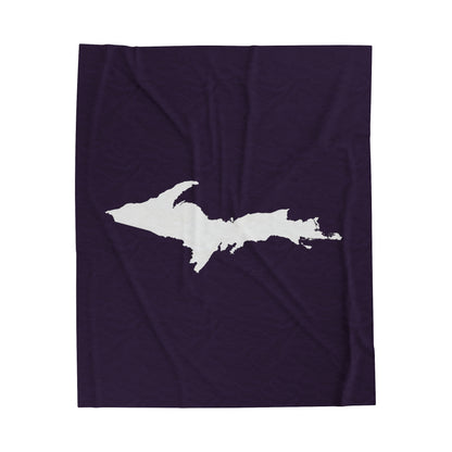 Michigan Upper Peninsula Plush Blanket (w/ UP Outline) | Blackcurrant Color