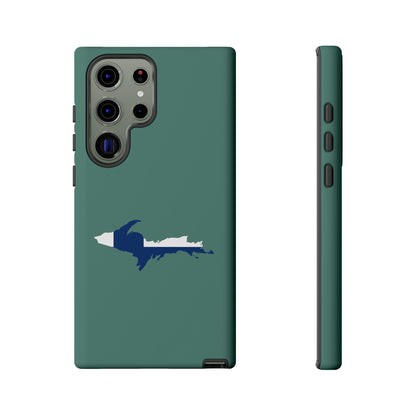 Michigan Upper Peninsula Tough Phone Case (Copper Green w/ UP Finland Flag Outline) | Samsung & Pixel Android