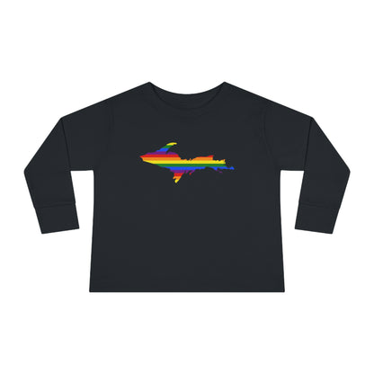 Michigan Upper Peninsula T-Shirt (w/ UP Pride Flag Outline) | Toddler Long Sleeve