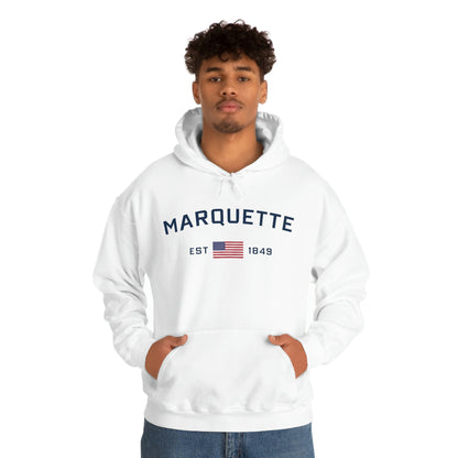 'Marquette EST 1849' Hoodie (w/USA Flag Outline) | Unisex Standard