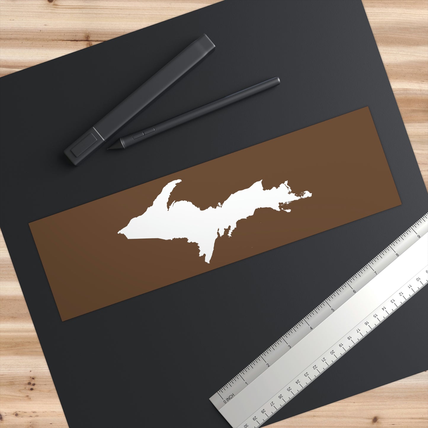 Michigan Upper Peninsula Bumper Sticker (w/ UP Outline) | Coffee Background