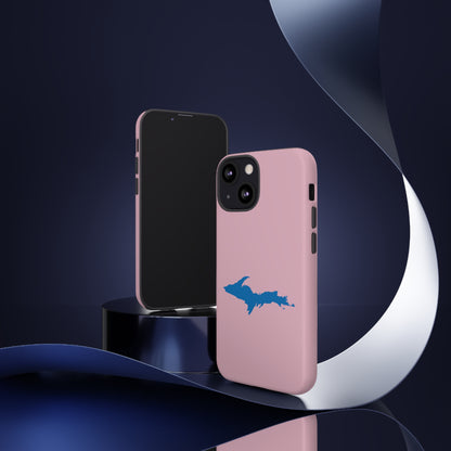 Michigan Upper Peninsula Tough Phone Case (Pink w/ Azure UP Outline) | Apple iPhone