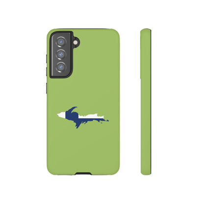 Michigan Upper Peninsula Tough Phone Case (Gooseberry Green w/ UP Finland Flag Outline) | Samsung & Pixel Android